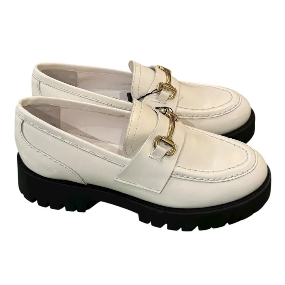 New Steve Madden Lando Tailored Lug Sole White Loafers 9.5